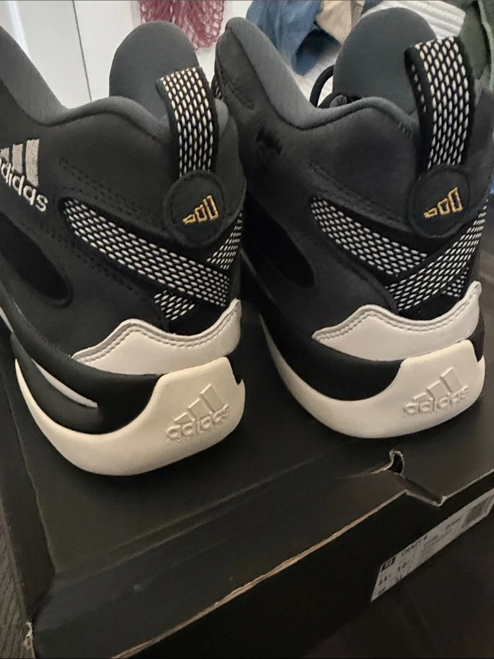 adidas Black and White Athletic High-Top Sneakers